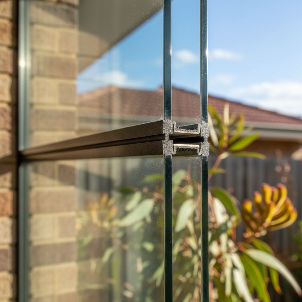 Double-glazed spacer-bar edge close-up