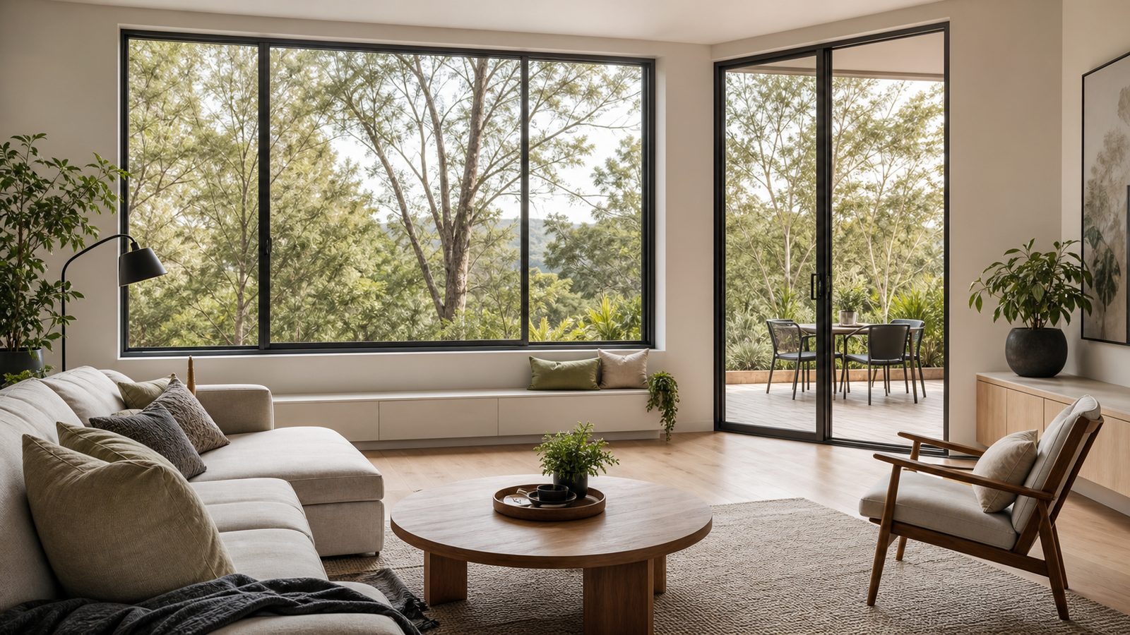 Bright home interior with new double-glazed windows